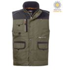 padded multi pocket vest, padded lining, 100% polyester fabric, navy blue/grey ROHH624.VN